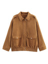 Suede Casual Textured Pocket Long-sleeved Jacket