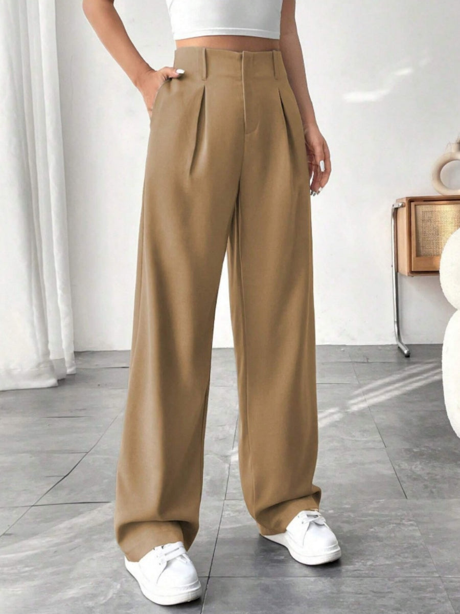 High waist Pocket Wide-leg Pants