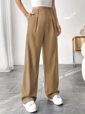 High waist Pocket Wide-leg Pants