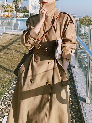 Waist Mid-length Leisure Trench Coats