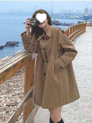 Leisure Double-breasted Loose Trench Coats