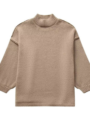Medium high collar Splicing Sweaters
