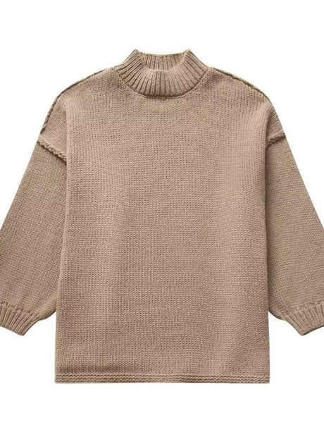 Medium high collar Splicing Sweaters