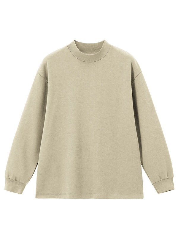 Liber Autumn Neutral wear Ribbed turtleneck Solid Color T-shirts