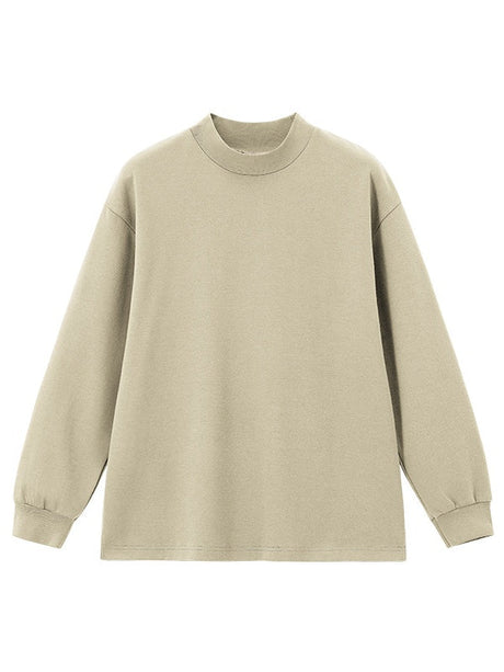 Liber Autumn Neutral wear Ribbed turtleneck Solid Color T-shirts