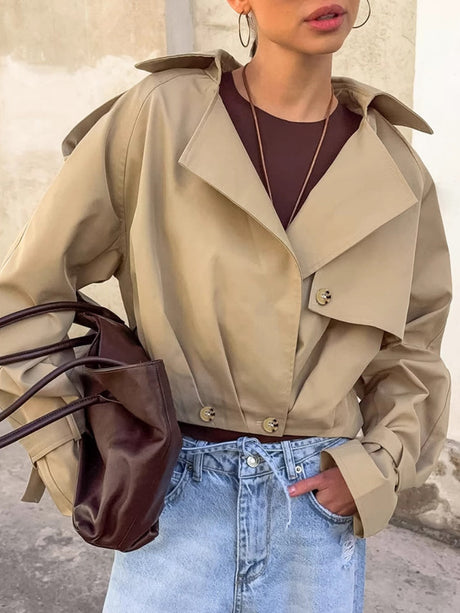 Liber Autumn Women's Pocket Solid Color Trench Coats