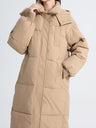 Hooded Zippered Extended Knee-length Down Jacket Thickened Coat