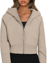 Hooded, Zip-up, Fleece-lined, Warm Sweatshirt/cardigan/outerwear For Autumn And Winter