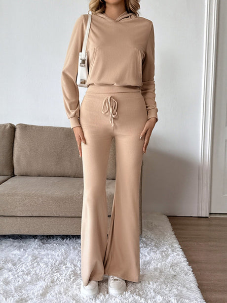Hoodies Khaki knitted two-piece trousers