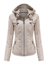 Hooded Removable 2-piece Sets Leather Jacket