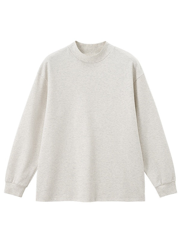 Liber Autumn Neutral wear Ribbed turtleneck Solid Color T-shirts