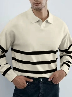 V-neck Stripes Knitting POLO Shirt