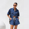 Liber SS Women's Solid Color Two-Piece Set