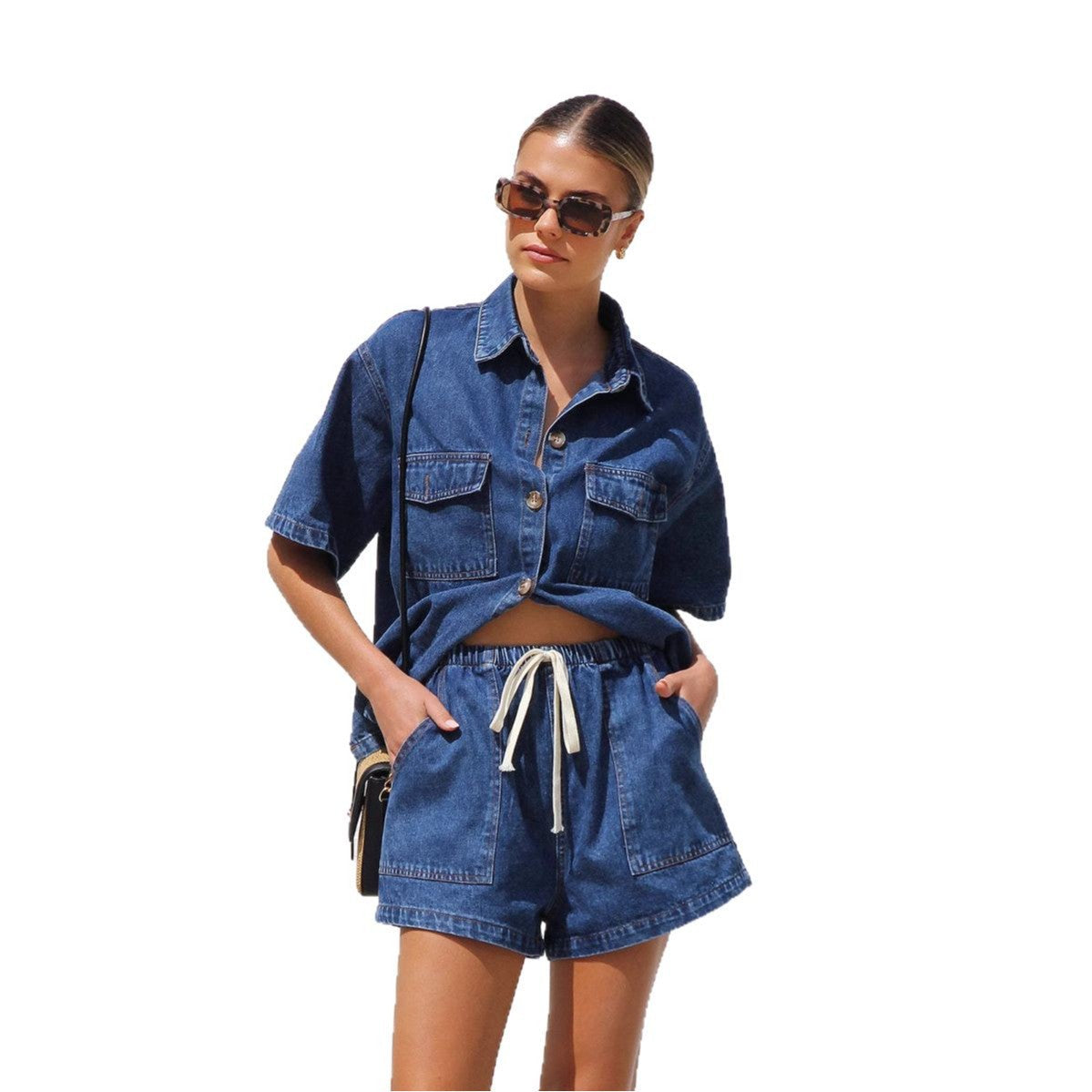 Liber SS Women's Solid Color Two-Piece Set
