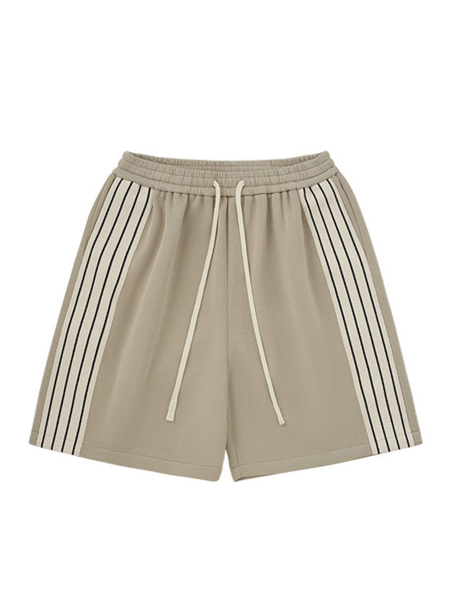 Liber SS Men's Striped Drawstring American Retro Contrast Shorts