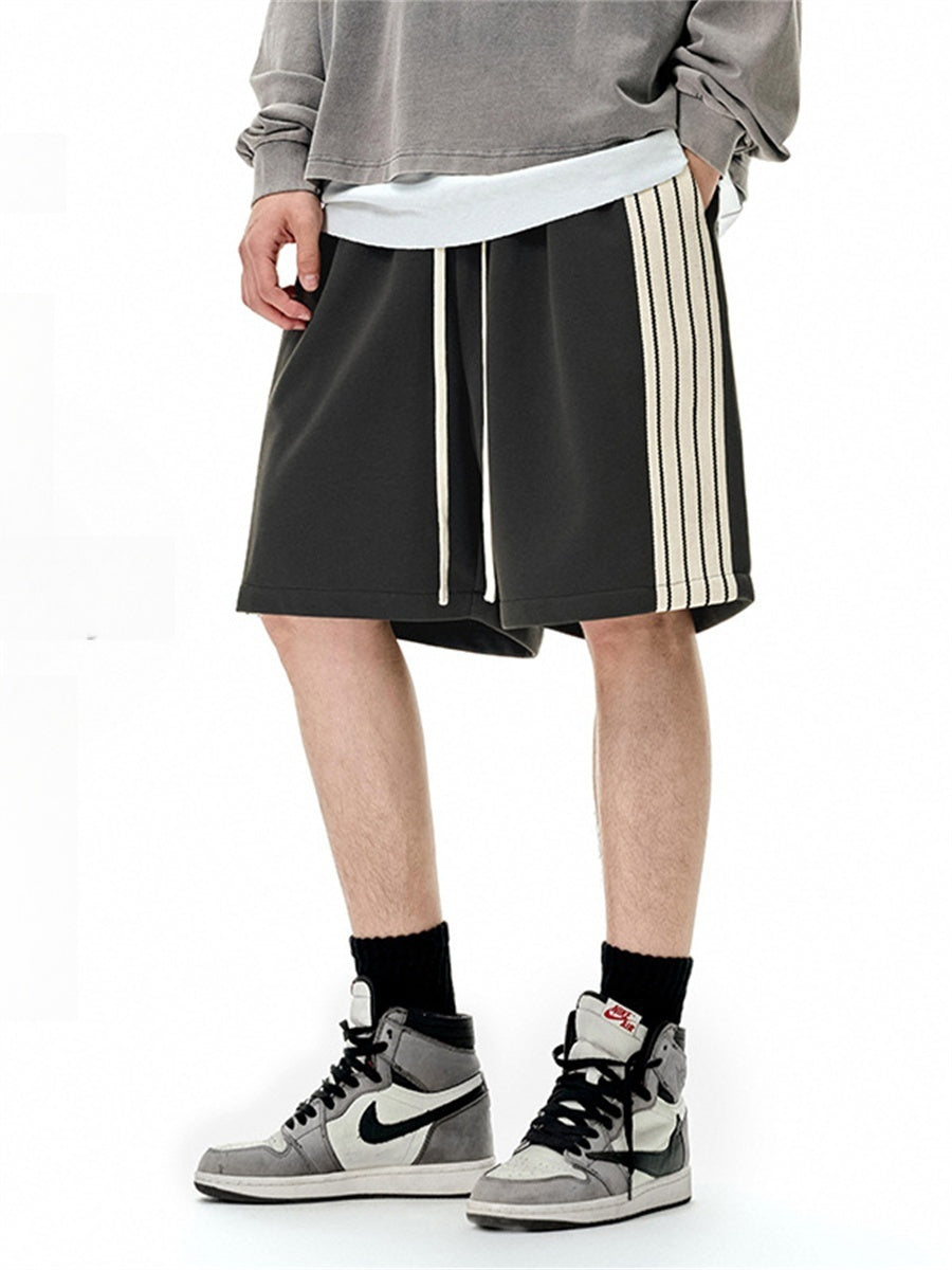 Liber SS Men's Striped Drawstring American Retro Contrast Shorts