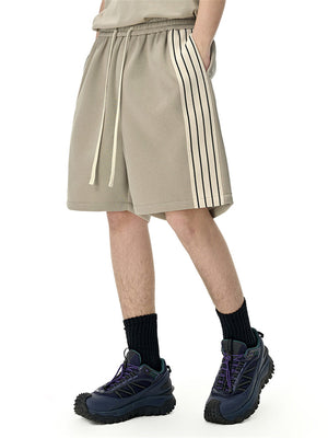 Liber SS Men's Striped Drawstring American Retro Contrast Shorts