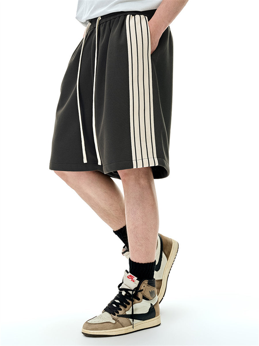 Liber SS Men's Striped Drawstring American Retro Contrast Shorts