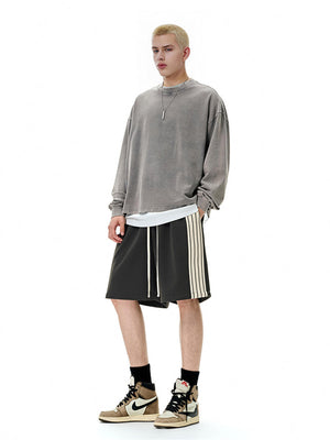 Liber SS Men's Striped Drawstring American Retro Contrast Shorts