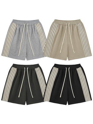 Liber SS Men's Striped Drawstring American Retro Contrast Shorts