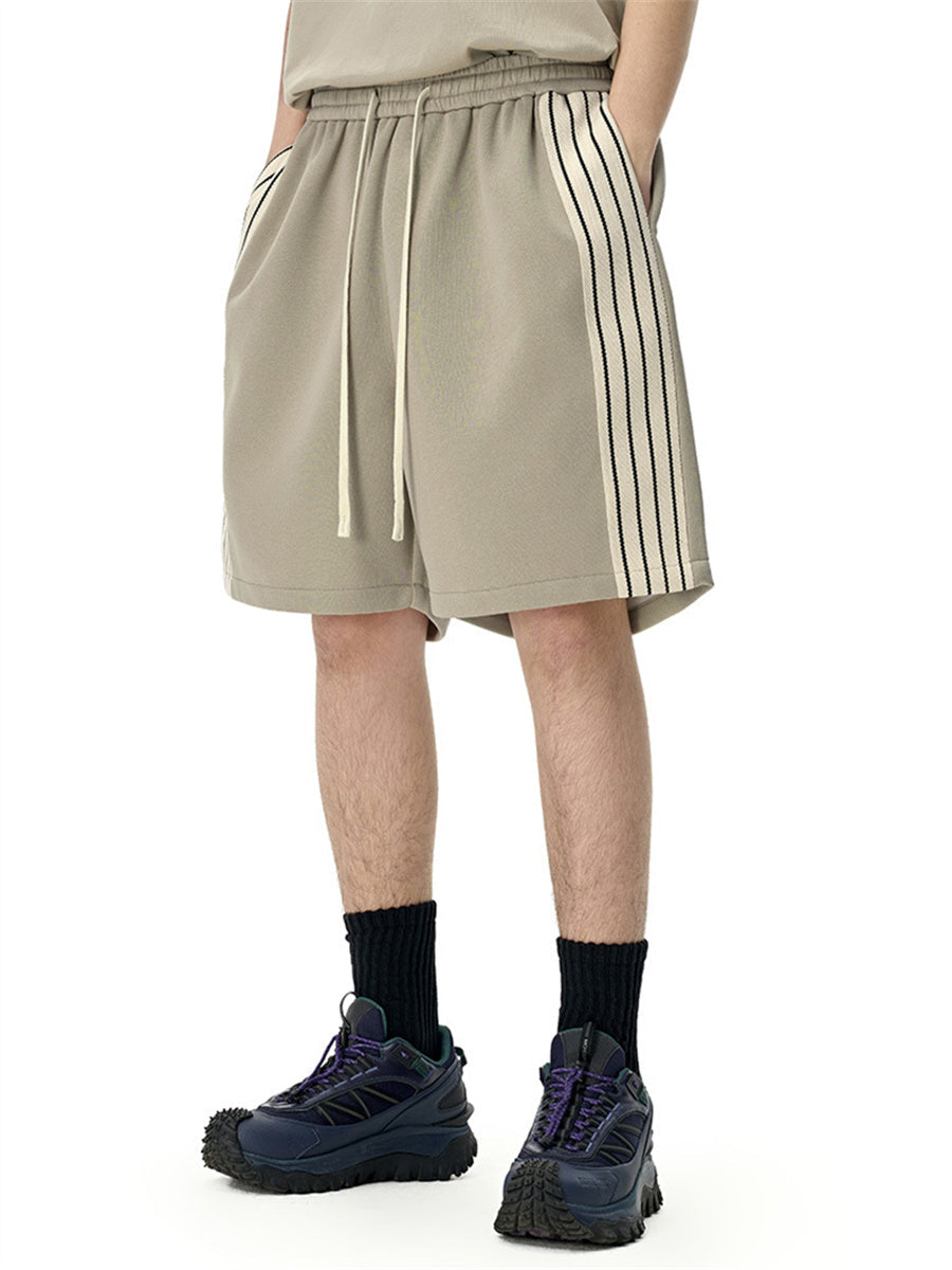 Liber SS Men's Striped Drawstring American Retro Contrast Shorts