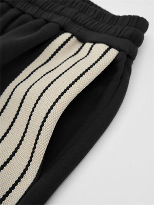 Liber SS Men's Striped Drawstring American Retro Contrast Shorts