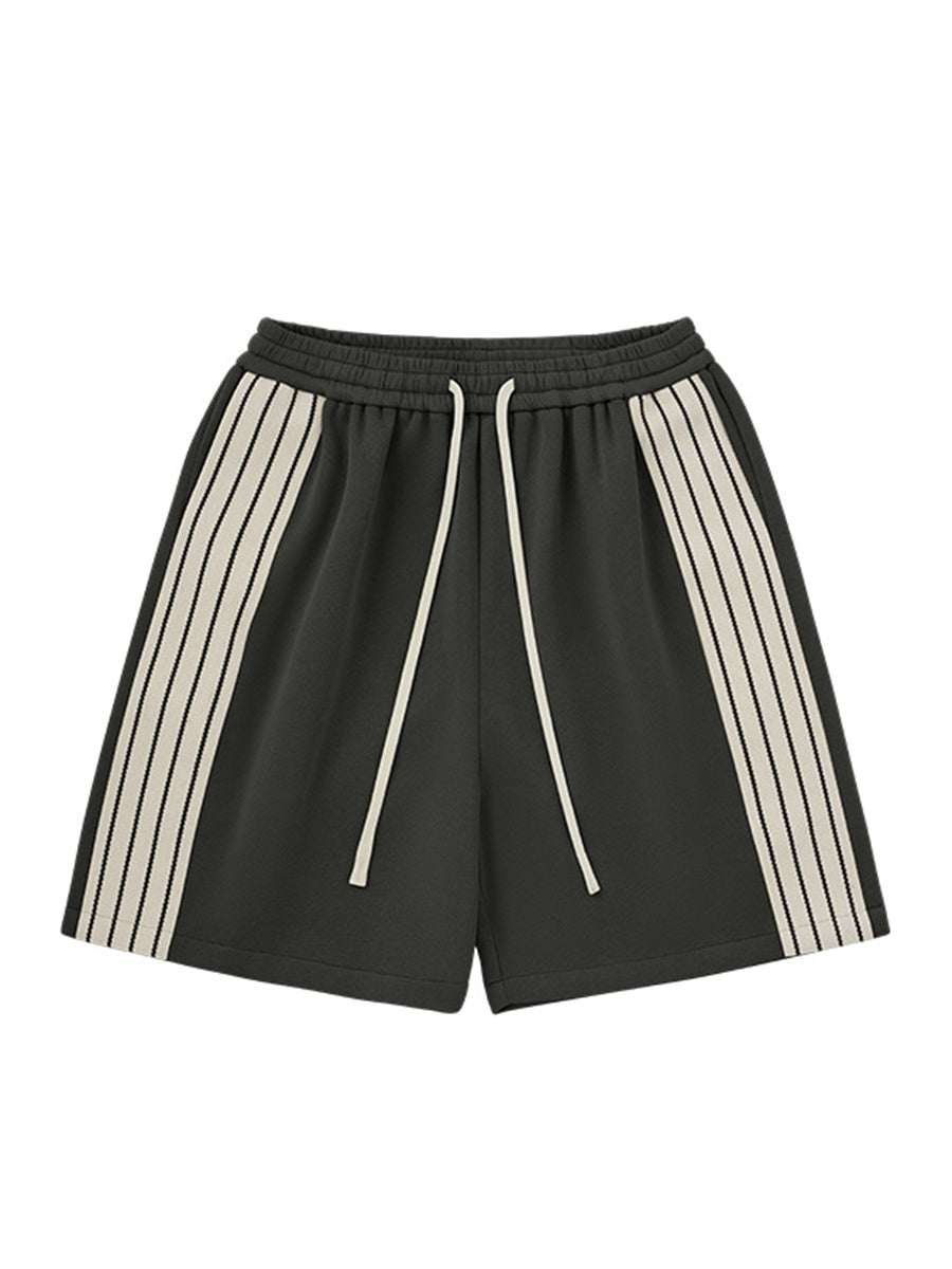 Liber SS Men's Striped Drawstring American Retro Contrast Shorts