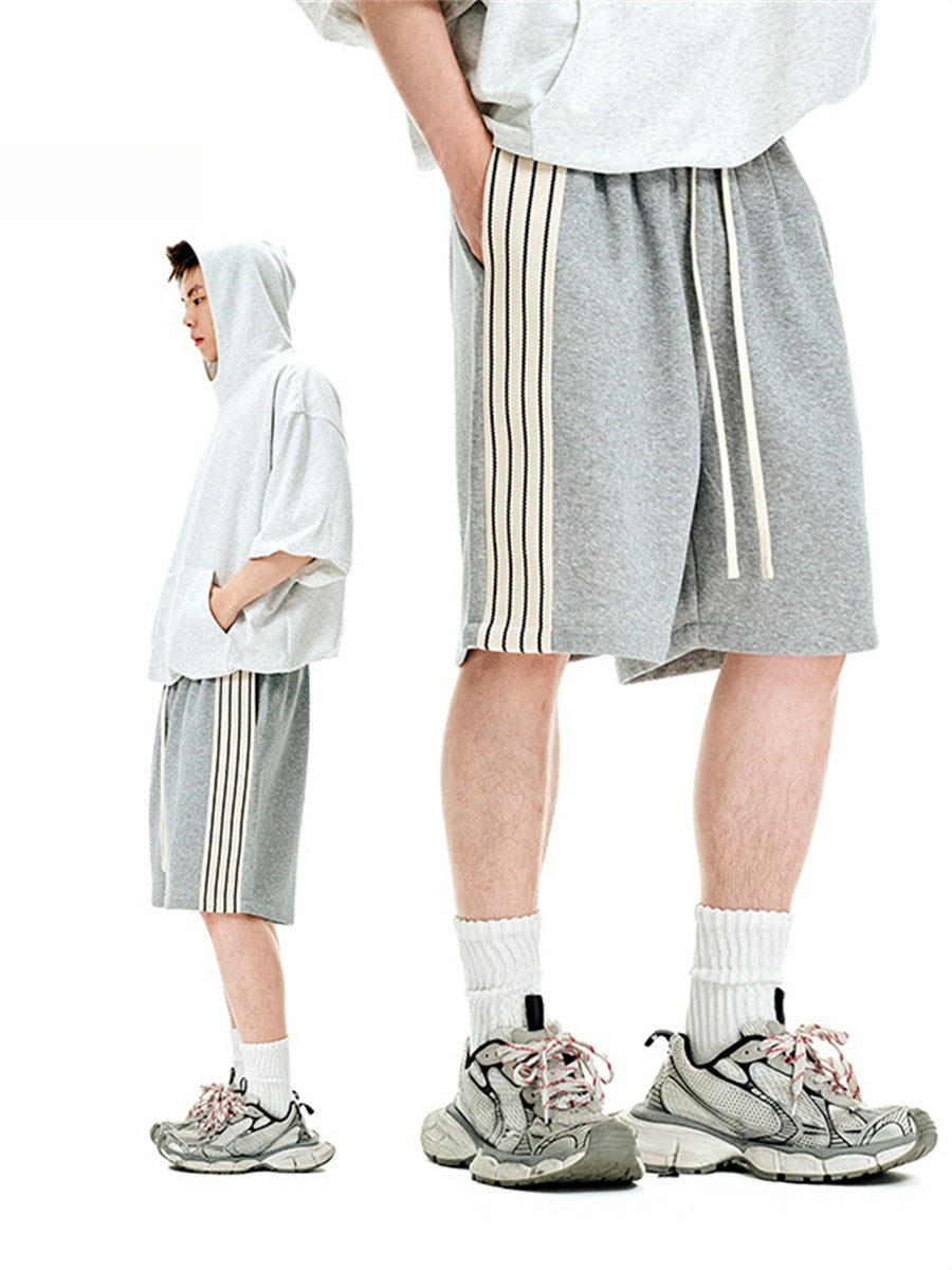 Liber SS Men's Striped Drawstring American Retro Contrast Shorts