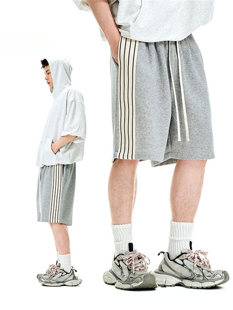 Liber SS Men's Striped Drawstring American Retro Contrast Shorts