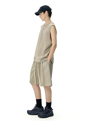 Liber SS Men's Striped Drawstring American Retro Contrast Shorts