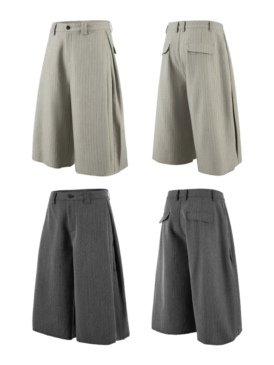 Liber Summer Men's Raw Edges Cropped Scimitar Suit Shorts