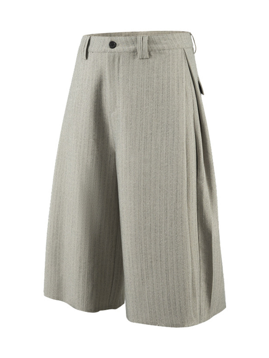 Liber Summer Men's Raw Edges Cropped Scimitar Suit Shorts