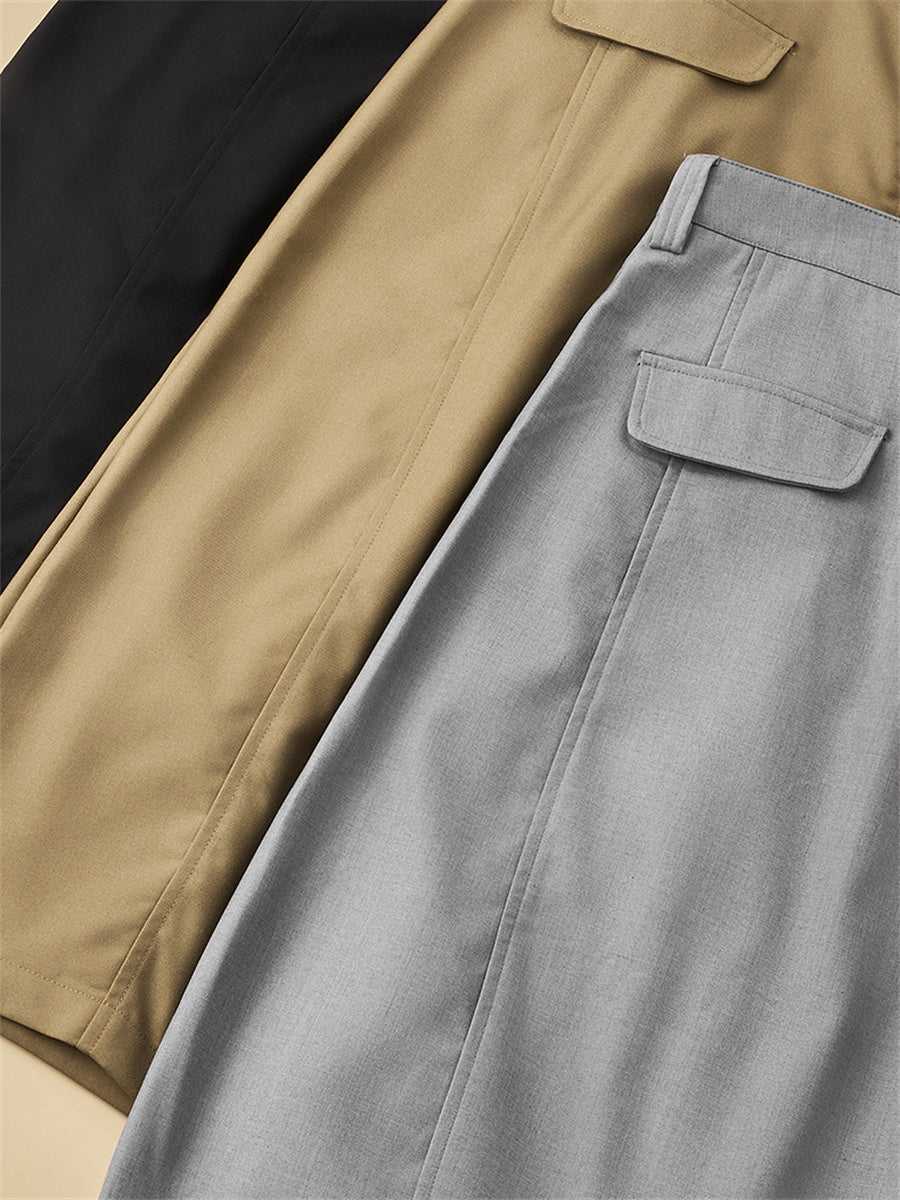Liber Summer Men's Pleats Solid Color Pants