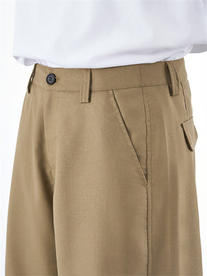 Liber Summer Men's Pleats Solid Color Pants