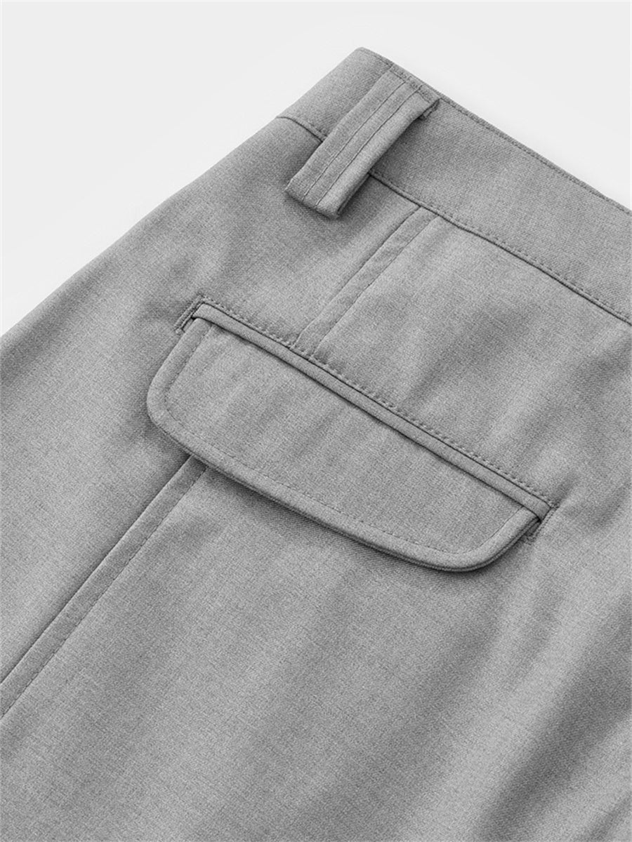 Liber Summer Men's Pleats Solid Color Cropped Pants