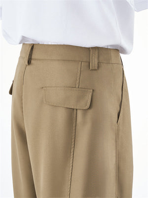 Liber Summer Men's Pleats Solid Color Cropped Pants