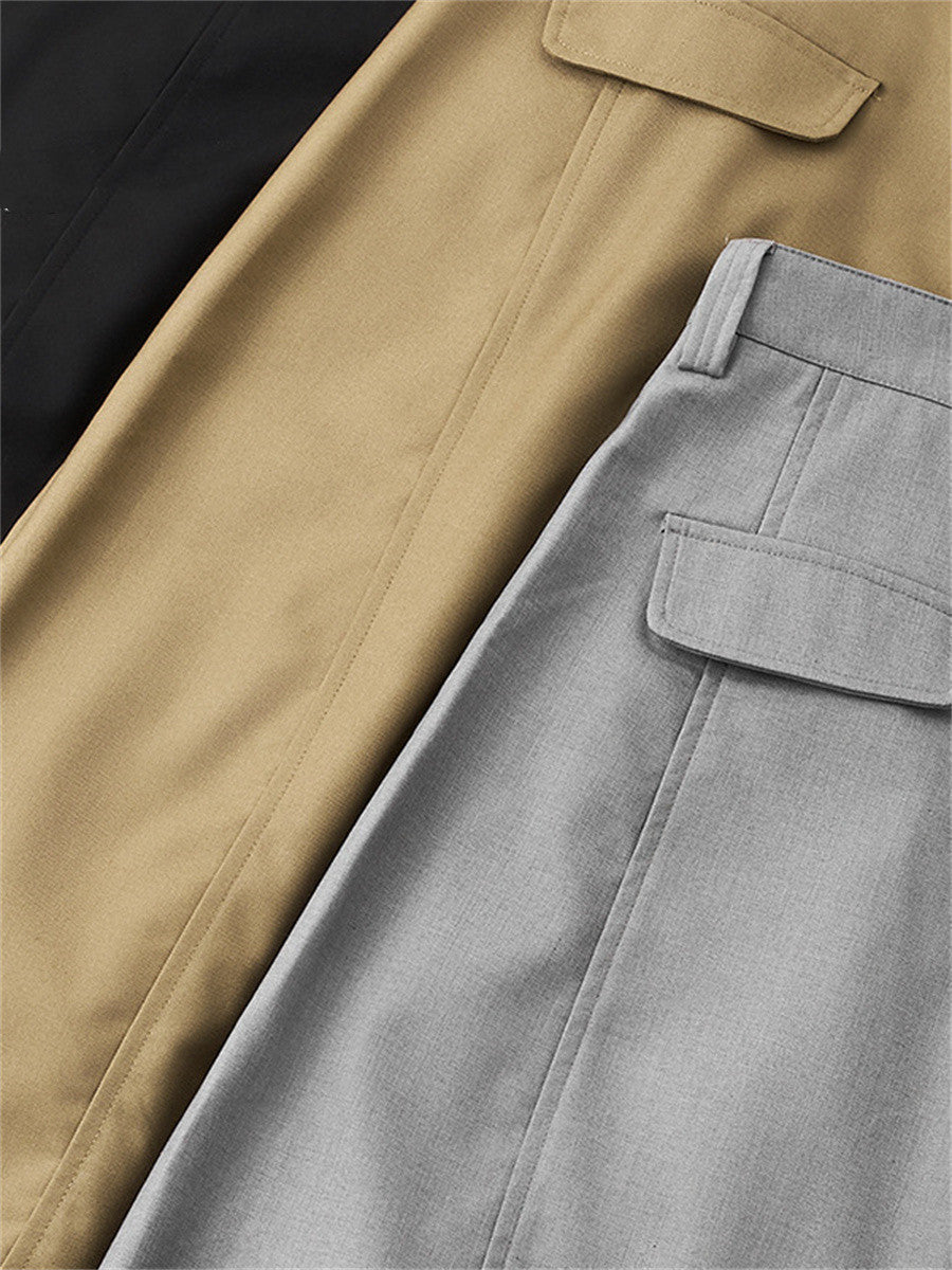 Liber Summer Men's Pleats Solid Color Cropped Pants