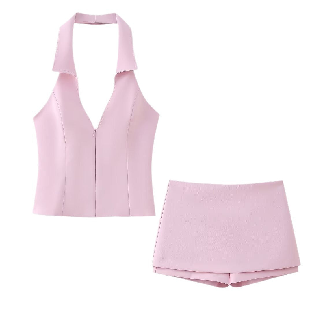 Liber SS Women's Solid Color Two-Piece Set