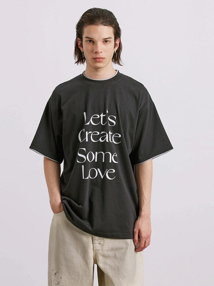 Liber Men's SS Gender-neutral Fashion Letter Print T-shirt