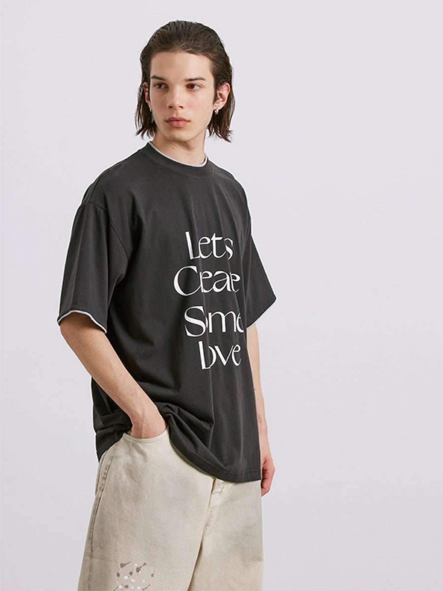 Liber Men's SS Gender-neutral Fashion Letter Print T-shirt