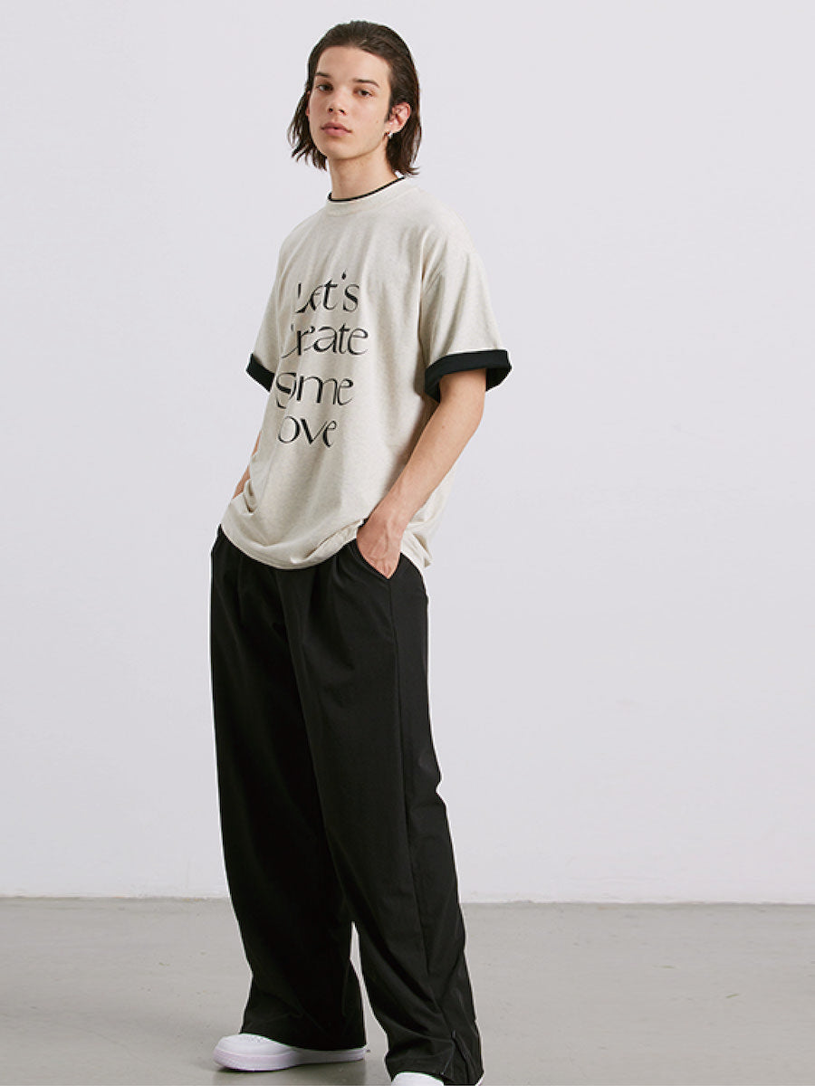 Liber Men's SS Gender-neutral Fashion Letter Print T-shirt