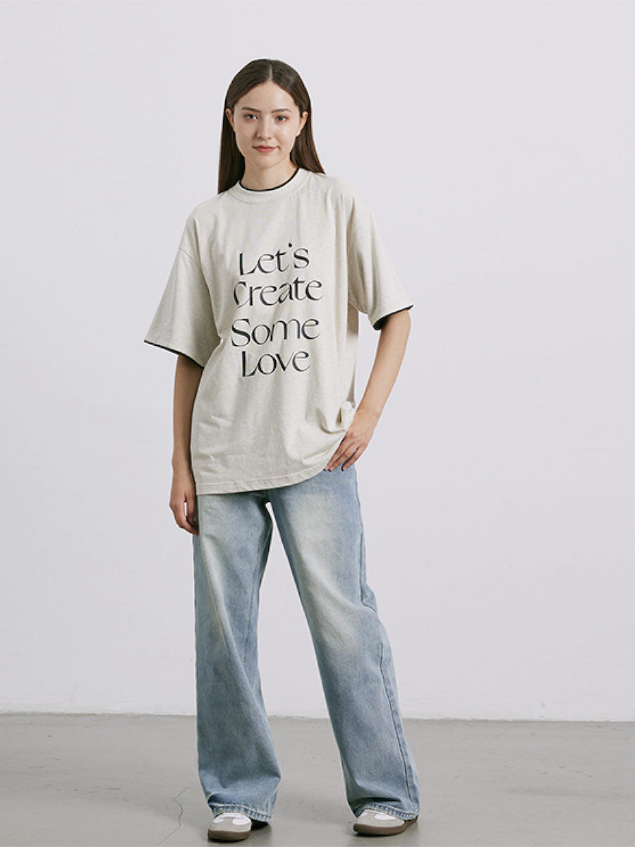 Liber Men's SS Gender-neutral Fashion Letter Print T-shirt