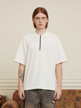 Liber Men's SS 3 Colors Solid Zipper Design Short Sleeve T-shirt