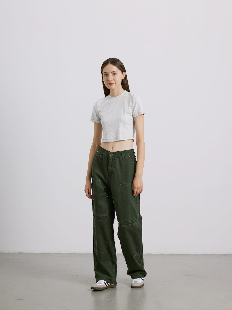 Liber Women's SS 5 Color Solid Topstitching T-shirt