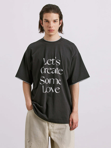 Liber Men's SS Gender-neutral Fashion Letter Print T-shirt