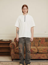 Liber Men's SS 3 Colors Solid Zipper Design Short Sleeve T-shirt