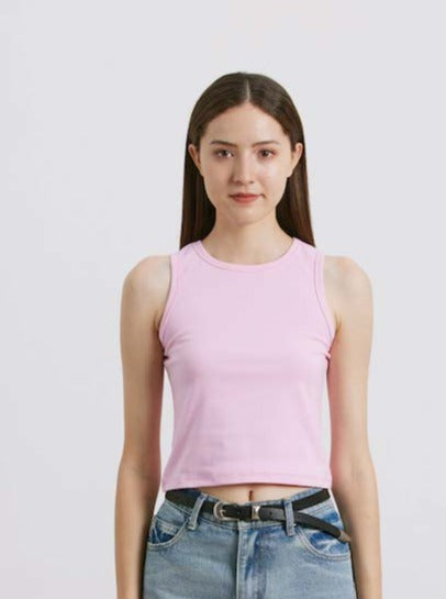 Liber Women's SS 5 Color Solid Topstitching Tank Top
