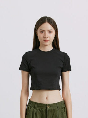 Liber Women's SS 5 Color Solid Topstitching T-shirt