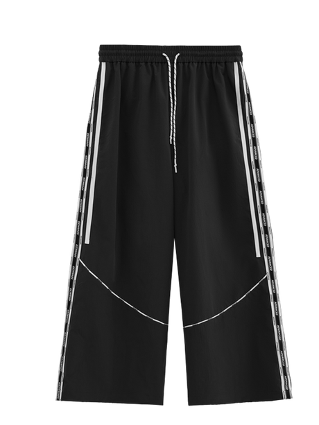 Liber men's SS hip-hop stitching, printed wide-leg trousers