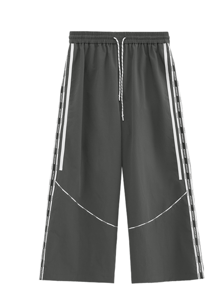 Liber men's SS hip-hop stitching, printed wide-leg trousers